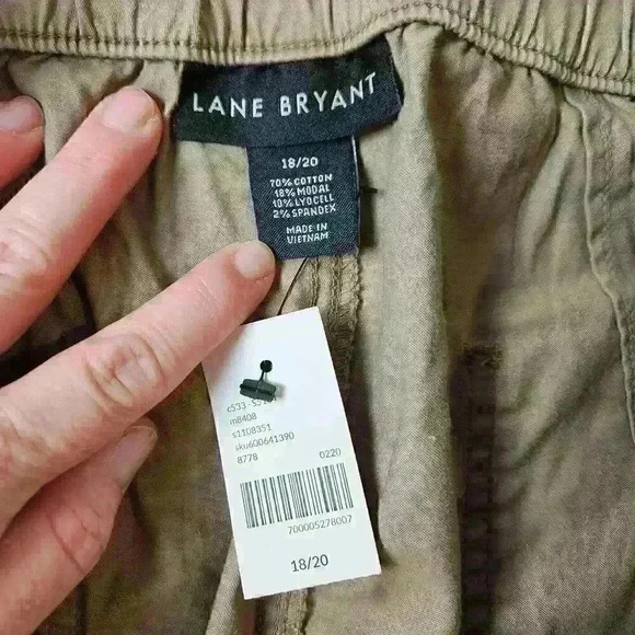 NWT Lane Bryant Women’s 18/20 Crop Pants tan khaki brown flat front pockets - Picture 5 of 6